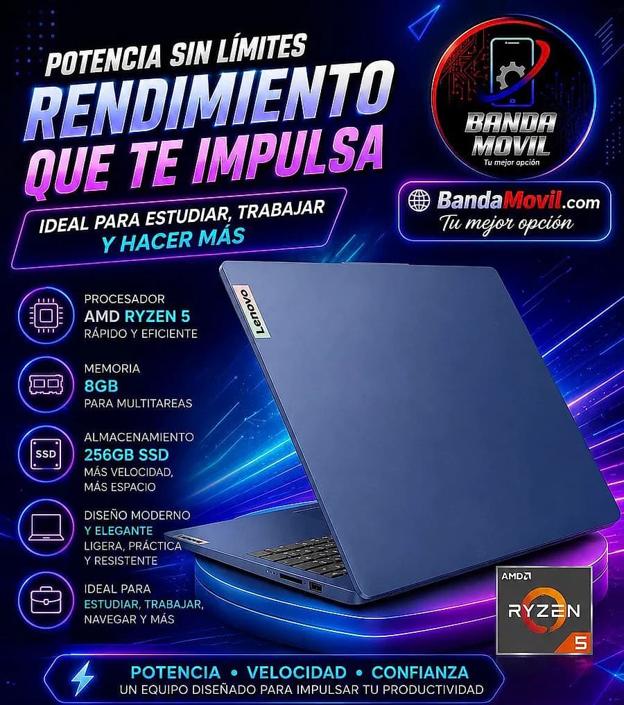 Portátil Lenovo con procesador AMD Ryzen 5